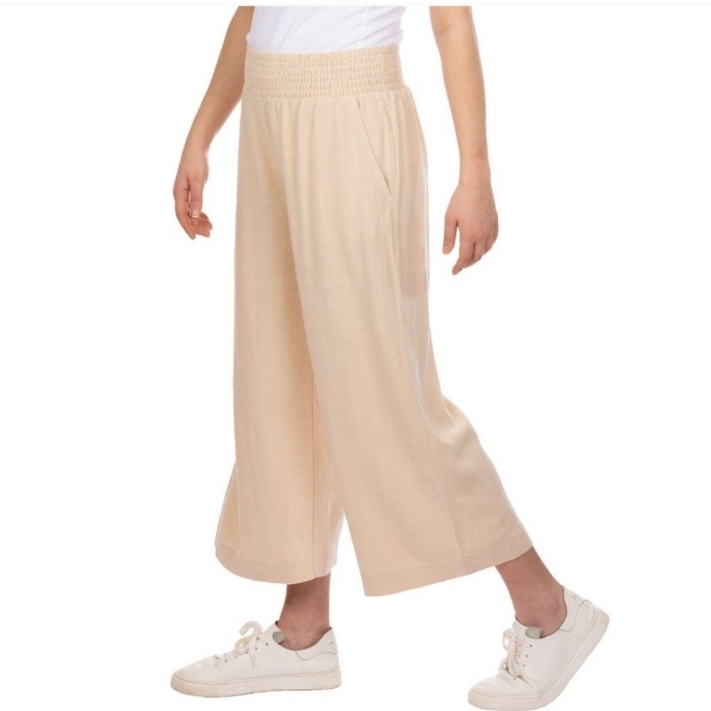 GL by Gibsonlook Women's Linen Blend Smocked Wide Leg Pant Size XL Resortwear